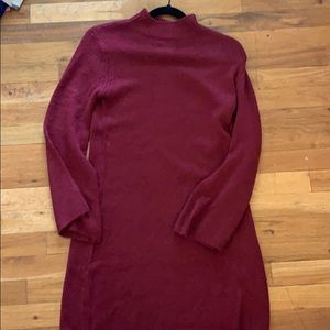 maroon Bardot mini sweater dress